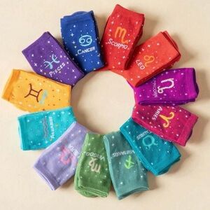 Zodiac Sign Colorful Socks - 1 Pair